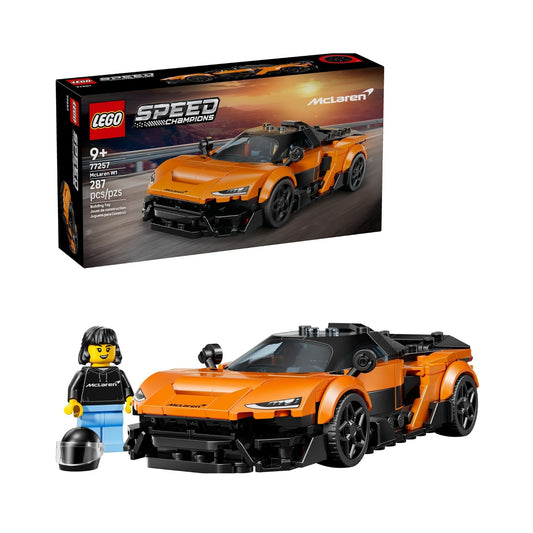LEGO Speed Champions McLaren W1 Race Car Toy for Boys & Girls, Ages 9+ - Building Set for Pretend Play & Display w/1 Driver Minifigure - Gift Idea for Kids & Supercar Fans - 77257