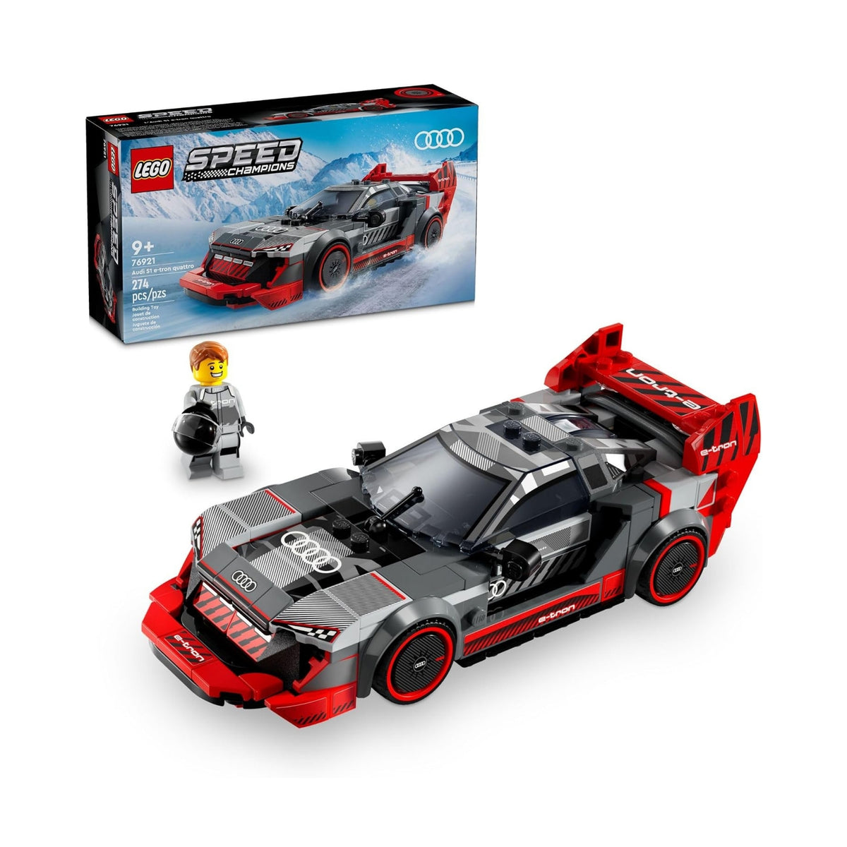 LEGO Speed Champions Audi S1 e-tron Quattro Race Car Toys - Building Toys for Kids, Boys & Girls, Ages 9+ - Design Details & 1 Minifigure - Car Model Kit Birthday Gift - 76921