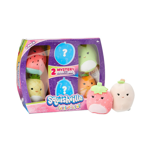 Squishville Squishmallows Mystery Mini Plush Fruit Squad, Six 2” Soft Minimallow Fruit Plush, Irresistibly Soft Colourful Fruits, Mini Peach, Pineapple, and Watermelon Squishmallows